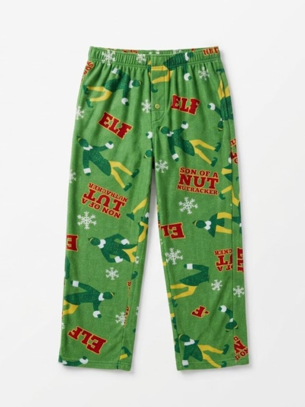 Elf Movie Fleece Pajama Pants "Son of a Nutcracker" Green (Medium)
